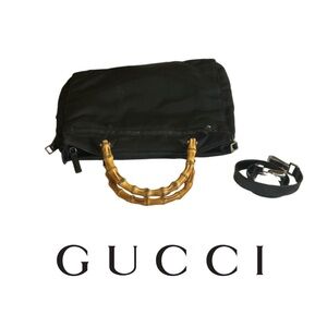 Gucci Black Crossbody Bag with Bamboo Handle